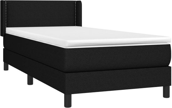 vidaXL Sommier tapissier avec matelas Tissu Noir 80x200 cm