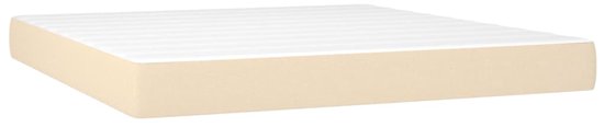 vidaXL - Boxspring - met - matras - stof - crèmekleurig - 160x200 - cm