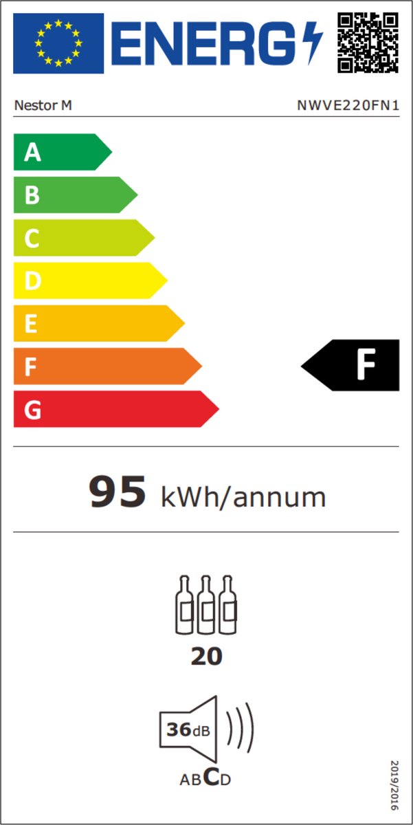 Nestor NWVE220FN1 Wijnkoelkast 2 Temperaturen - 20 Flessen - afbeelding 2