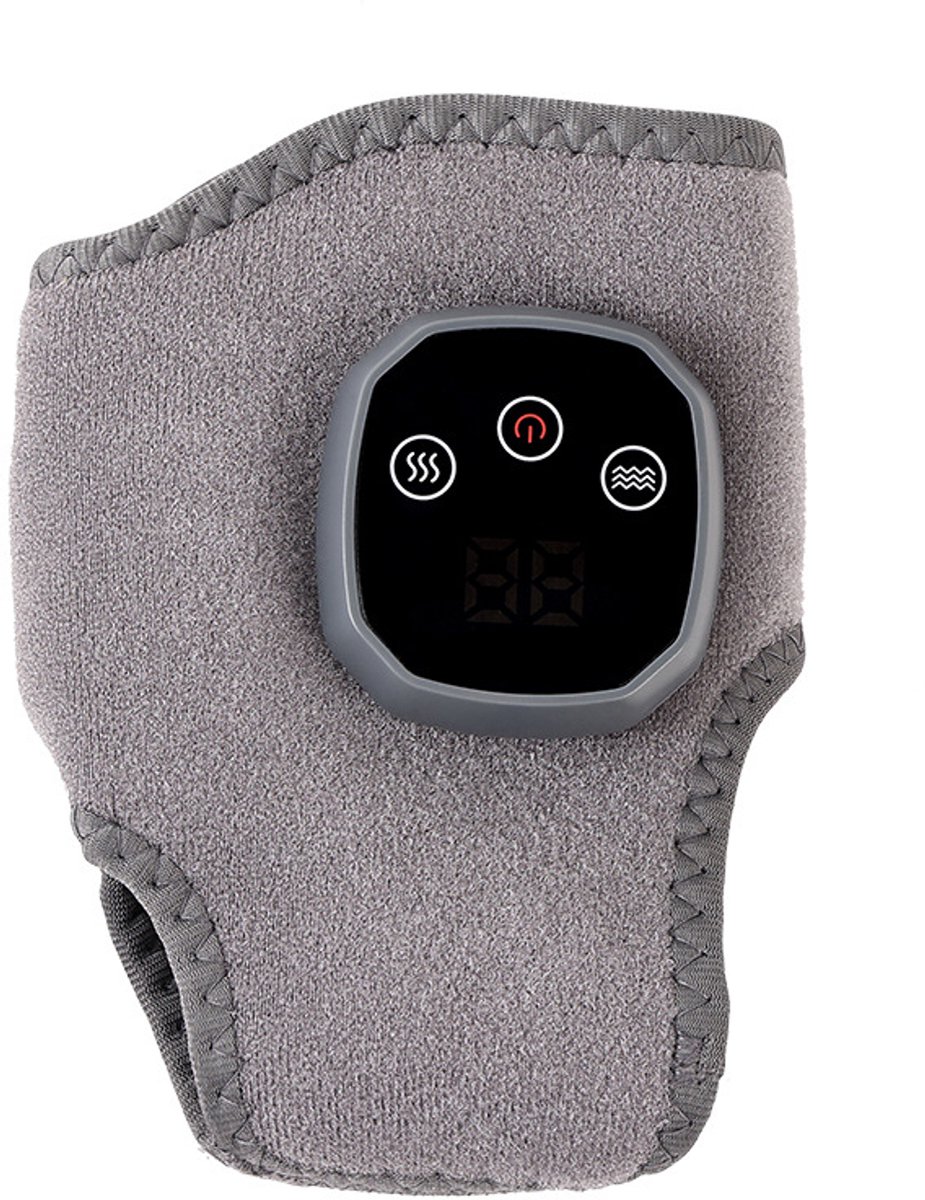 Slimme enkelmassager, elektrische verwarming voor warmte, vibratiemassage, 3 massagestanden en 4 verwarmingsstanden, grijs.