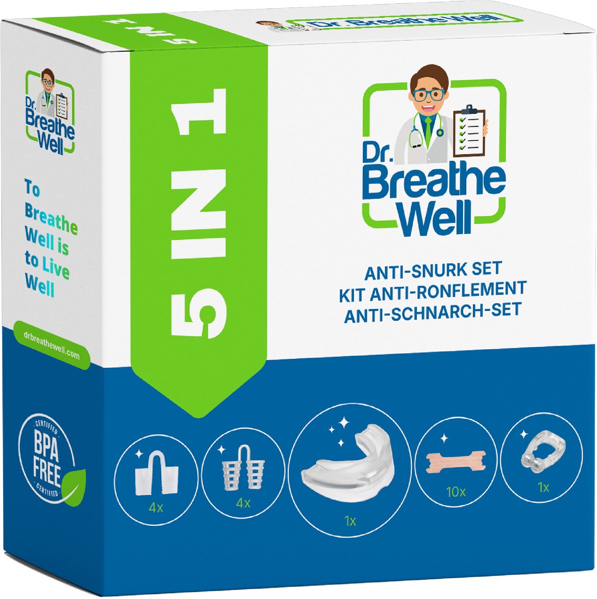 Dr. Breathe Well 5-in-1 Snurkbeugel Pakket
