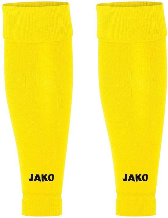 Paire de chaussettes de sport JAKO jaunes avec inscription noire.