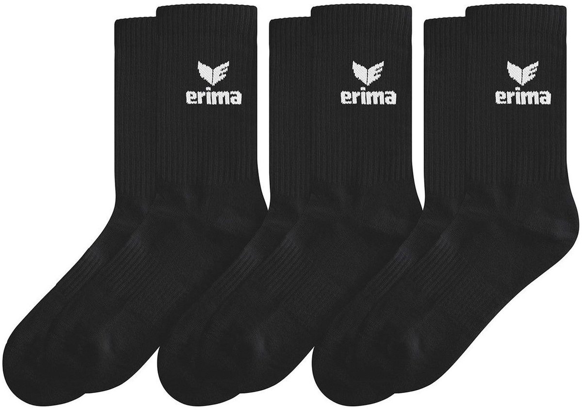 Erima 3-Pack Sportsokken - Zwart | Maat: 35-38