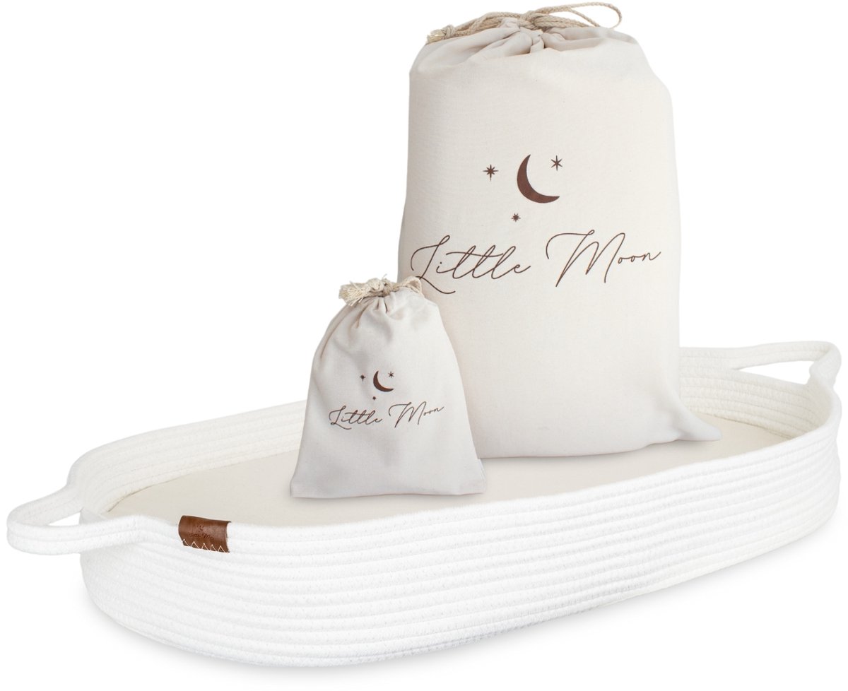 Bol.com Little Moon Verschoonmand XL – Aankleedkussen – Verschoonkussen – Incl. Matras en Matrashoes – Simply White aanbieding