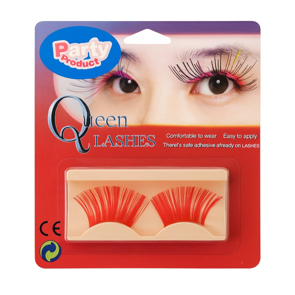 Rode Nepwimpers – Party Product Queen Lashes – Lange Verkleed Wimpers voor Carnaval, Feest & Cosplay