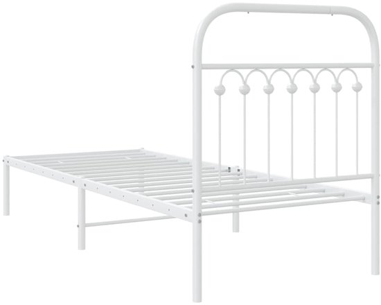 vidaXL - Bedframe - met - hoofdbord - zonder - matras - metaal - wit - 75x190 - cm