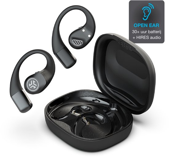 JLab Epic Open Sport Draadloze Oordopjes - 14.2MM Drivers met Hires Audio – Bluetooth 5.4 – Open Ear – Sport Oortjes – 30 uur Speeltijd – Multipoint - IP55 Zweetbestendig - USB C - Google Fast Pair - Touch en Knopbediening
