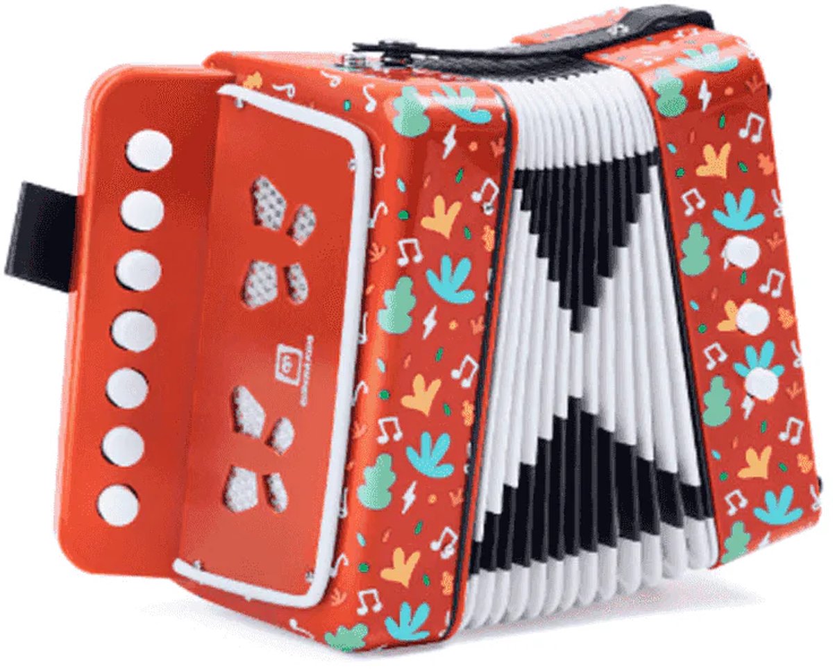 Eurekakids Little Accordeon - Met 7 Muziekknoppen - Rood met Decoratie