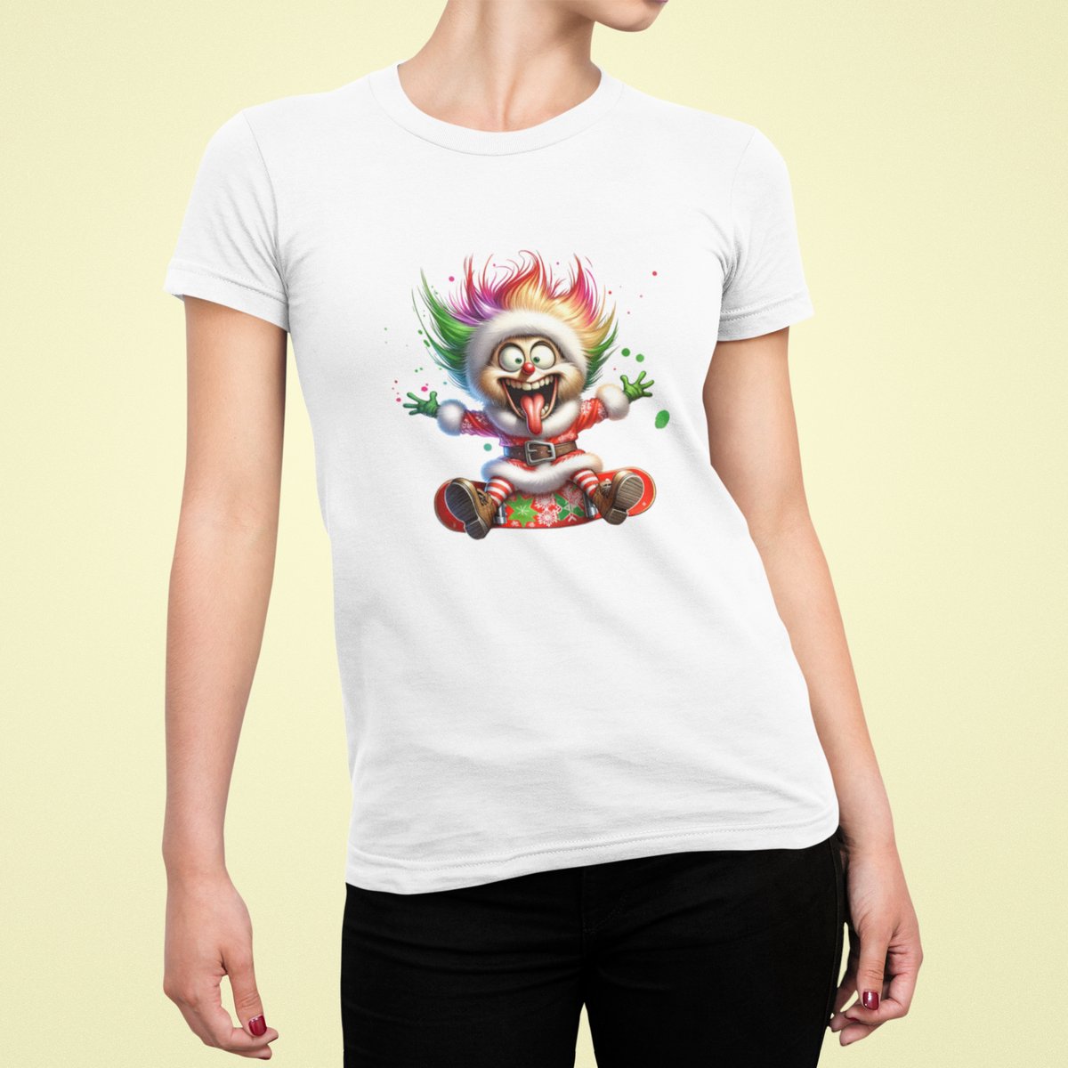 Crazy Energy Santa - T-shirt Vrouw - T-shirt Wit - Grappig T-shirt - Maat XL - Cadeau Vrouwen - Limited Edition