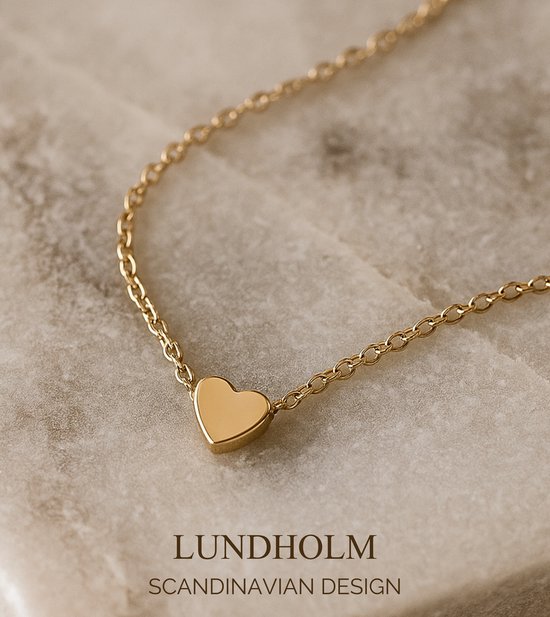Collier de Luxe Lundholm pour femme, pendentif Hartjes doré - Acier inoxydable plaqué or de Premium - Bijou de Noël - 50 cm - Design scandinave - Cadeau pour femme