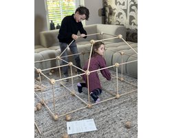 Les Petits Ingénieurs – Duurzaam houten montessori constructiespeelgoed – Complete bouwdoos met ballen, stokken & platen – Creatief bouwen voor kinderen vanaf 3 jaar