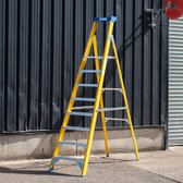 Huishoudladder, vouwladder, staande ladder, 6 treden, multifunctionele ladder, staal
