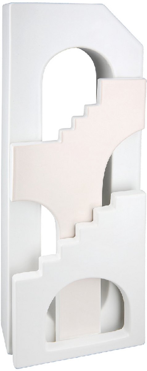 Vaas House wit en creme - geglazuurd keramiek 8.5x14x40 cm bloemenvaas