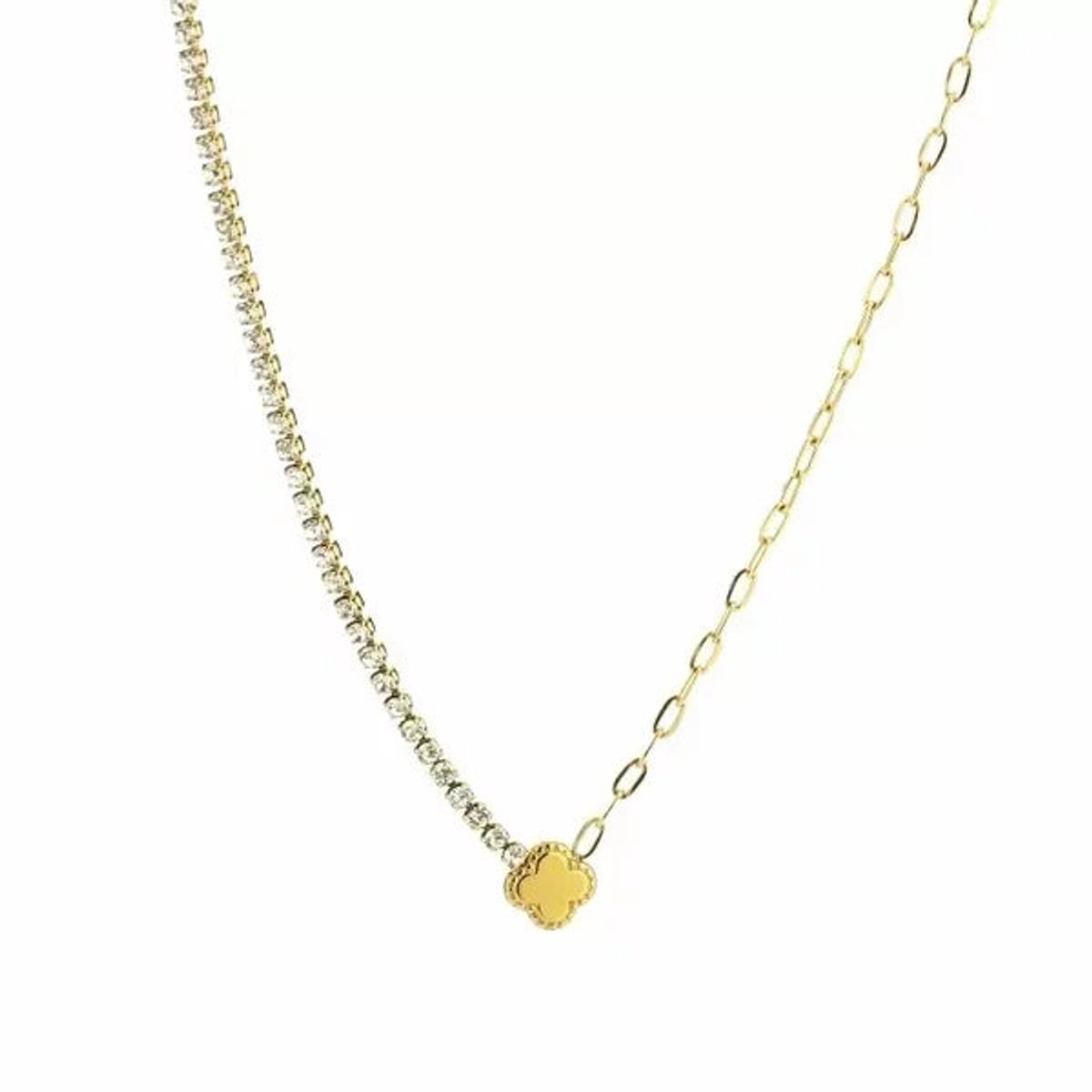 Ketting met klaver | Glitter ketting | Stainless steel ketting | Gouden ketting | Cadeau | Waterproof | Nikkelvrij | Minimalistische ketting