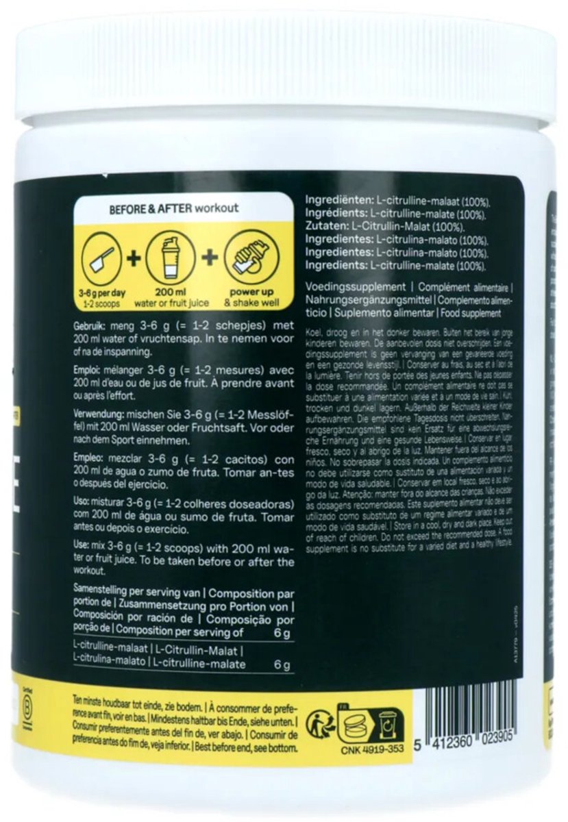 The Green Athlete - L-Citruline-Malate - 2 x 500 gr - Voordeelverpakking