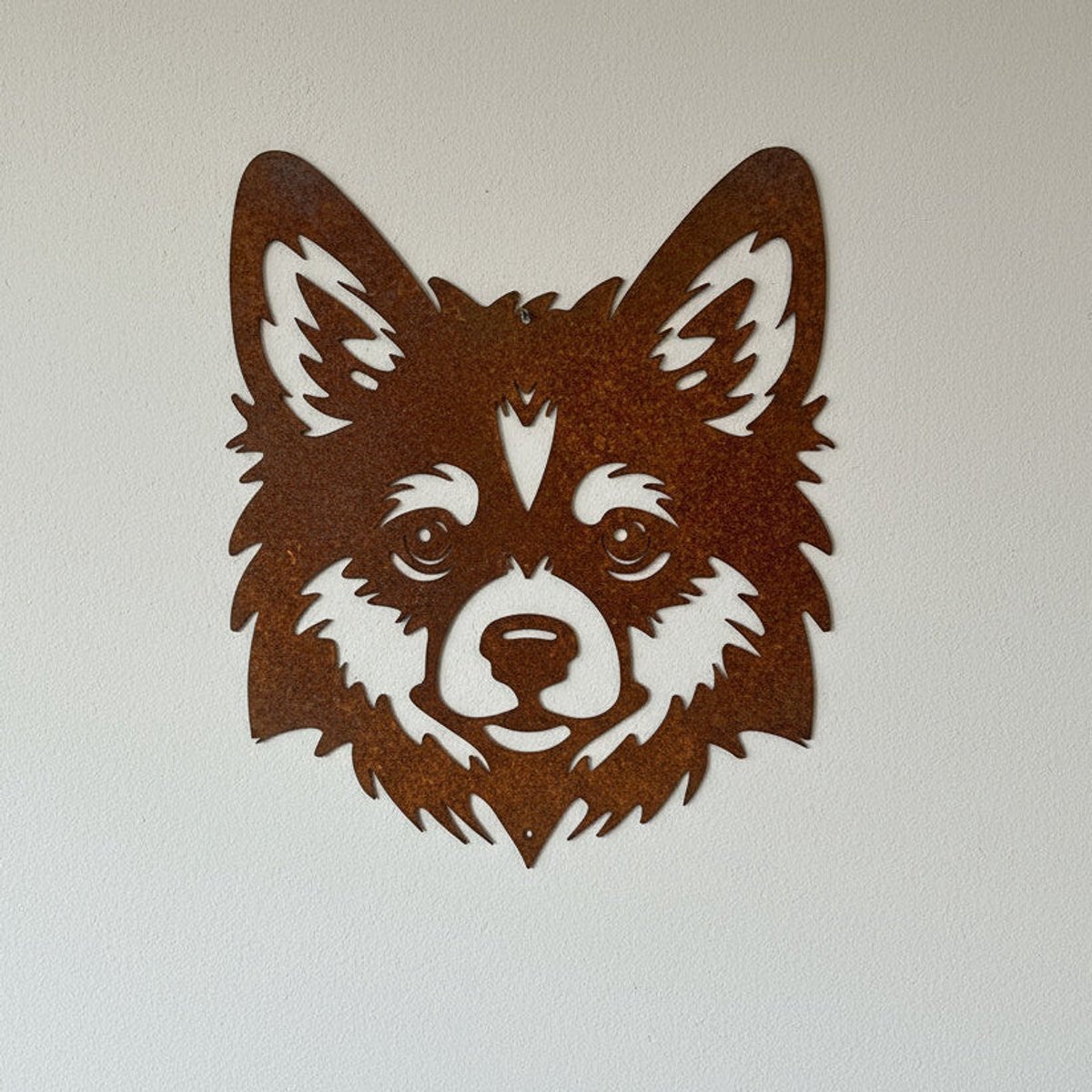 Metalen Hond - Pomsky - Wanddecoratie Cortenstaal