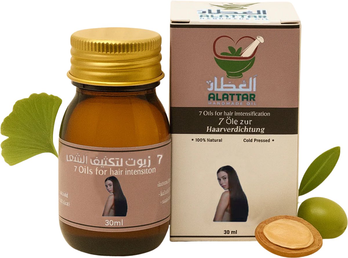 RNCosmetics - 7-Oliën Haarolie 30ml – Natuurlijke Haarolie voor Volume & Groei – Stimuleert Haargroei, Versterkt Wortels & Voedt Intensief – Met Jojoba-, Pepermunt-, Rozemarijn-, Lavendel-, Kamille-, Tea Tree- & Castorolie