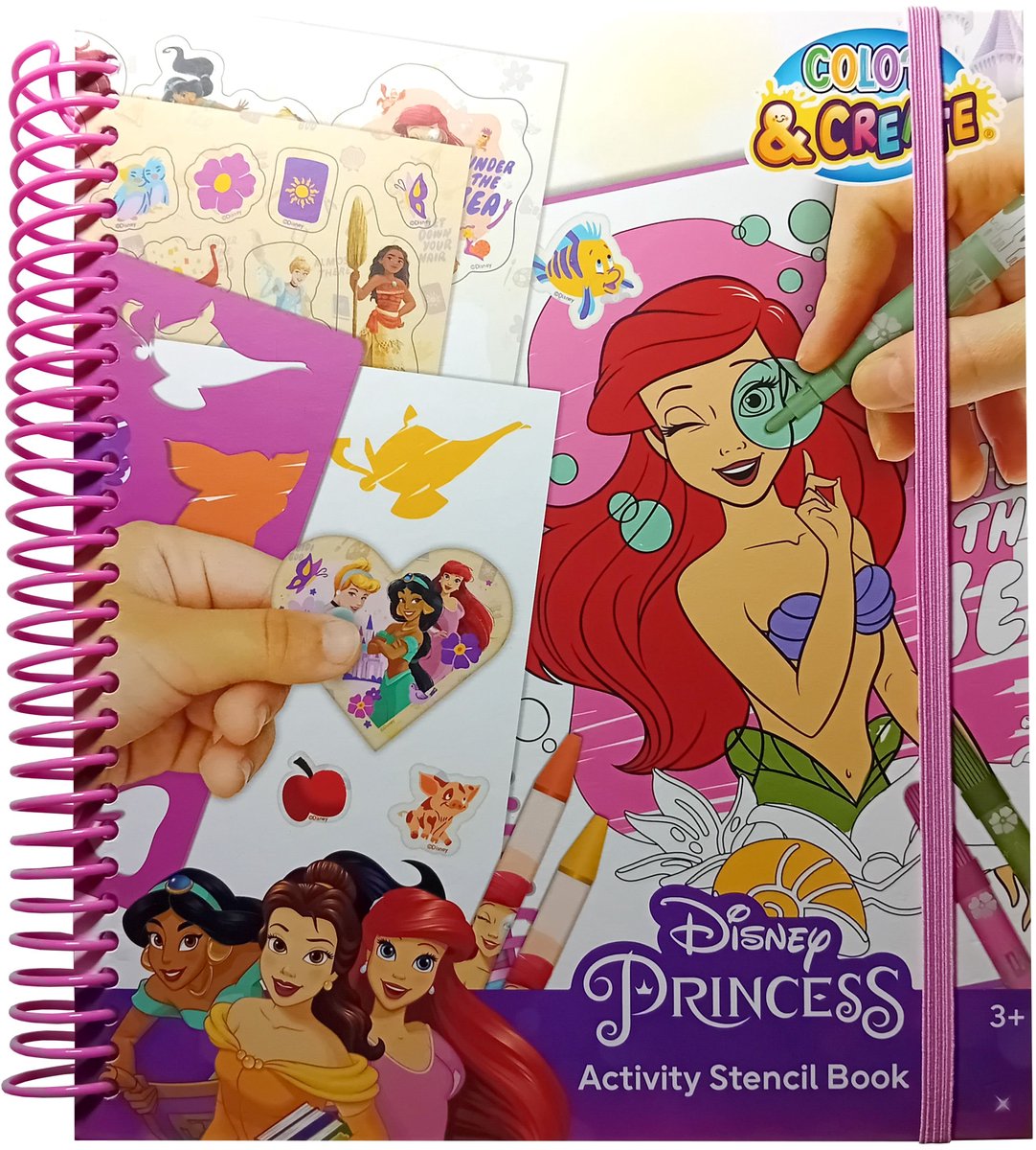 Disney Princess - Activiteiten Kleurboek voor Kinderen - Doeboek met Stickers - Sjablonen - Stiften en meer