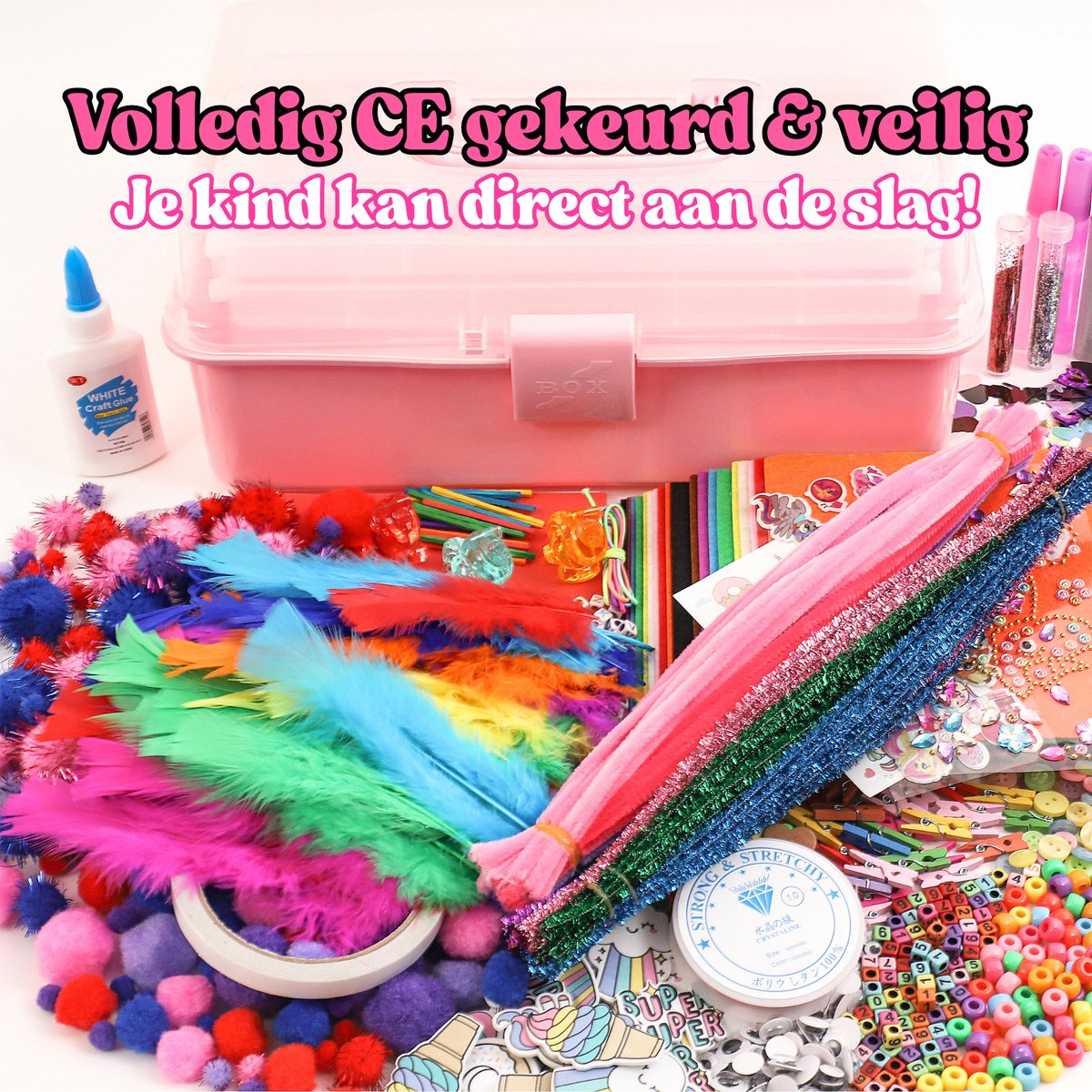 Allerion Glitter Knutseldoos Unicorn XXL – 3000+ delig – Voor Jongens en Meisjes – Creatief Speelgoed - Knutselen — afbeelding 4