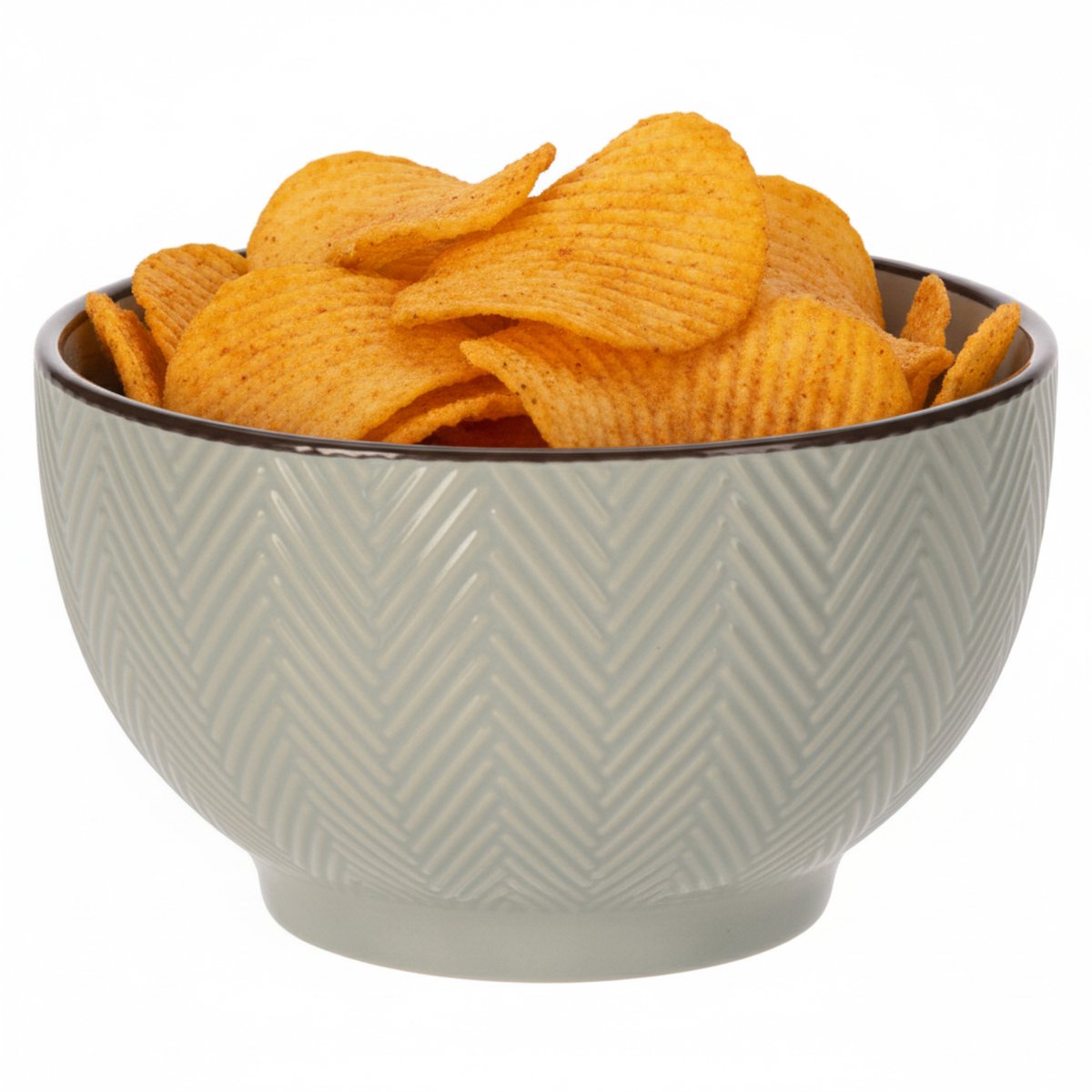 Siaki Serveer/chips schaaltje Fishbone - lichtgrijs - 14 x 8 cm - keramiek - kommetjes - 680 ml