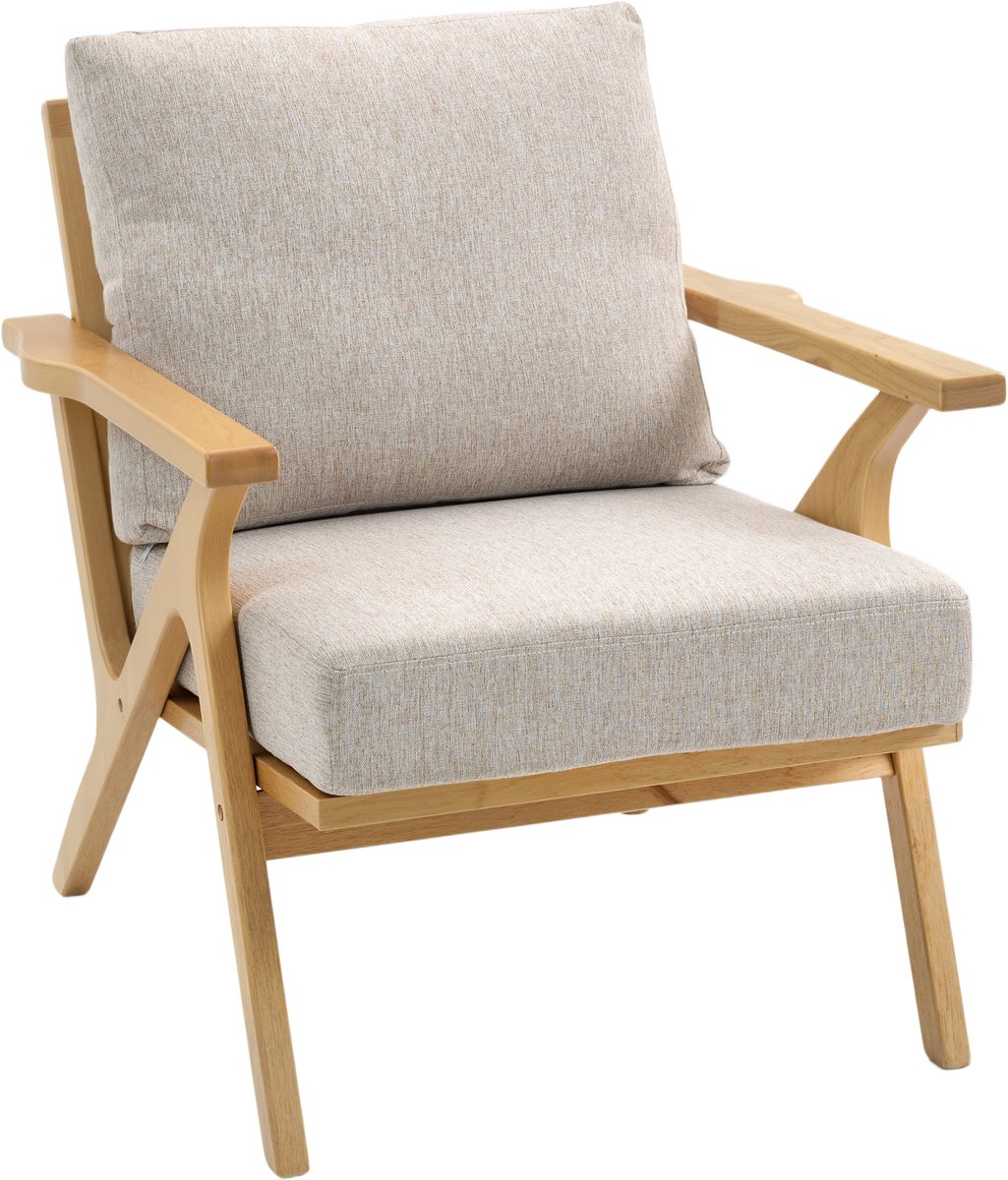 HOMCOM-Accentstoel-Linnen (100% polyester)-76x87x88cm-Beige