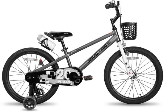 Joystar Pluto Kinderfiets - 20 inch - met mandje - met waterfles - zijwieltjes - bel - handrem - grijs van JOYSTAR — afbeelding 2