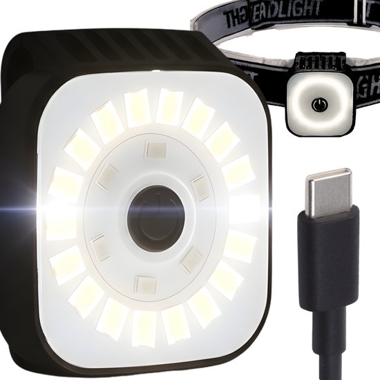 GearGlow® Hardloop Verlichting - Clip-on lampje - Regenbestendig (IPX4) - Oplaadbaar (USB-C) - Ook draagbaar als Hoofdlampje - Wandelverlichting