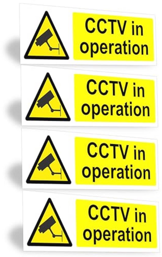 CCTV In Operatie Teken - 4 Pack Zelfklevende Waarschuwingsborden voor