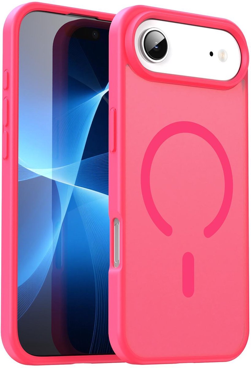 Mobigear Hoesje geschikt voor Apple iPhone Air MagSafe Telefoonhoesje Hardcase | Mobigear Shockproof Backcover | Geschikt voor MagSafe | Geschikt voor Draadloos Opladen met Magnetische Ring | Geschikt voor MagSafe Case - Rose Red | Rood