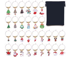 Kerst Wijnglasbedels 30-delig – Identificatie, vakantiethema, drankmarkers
