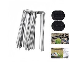 20 stuks - U-vormige grondnagels - gazonfolienagels - tentnagels voor buiten - grondzeilnagels voor tuin - gegalvaniseerde stalen nagels - 15×4×0,3 cm