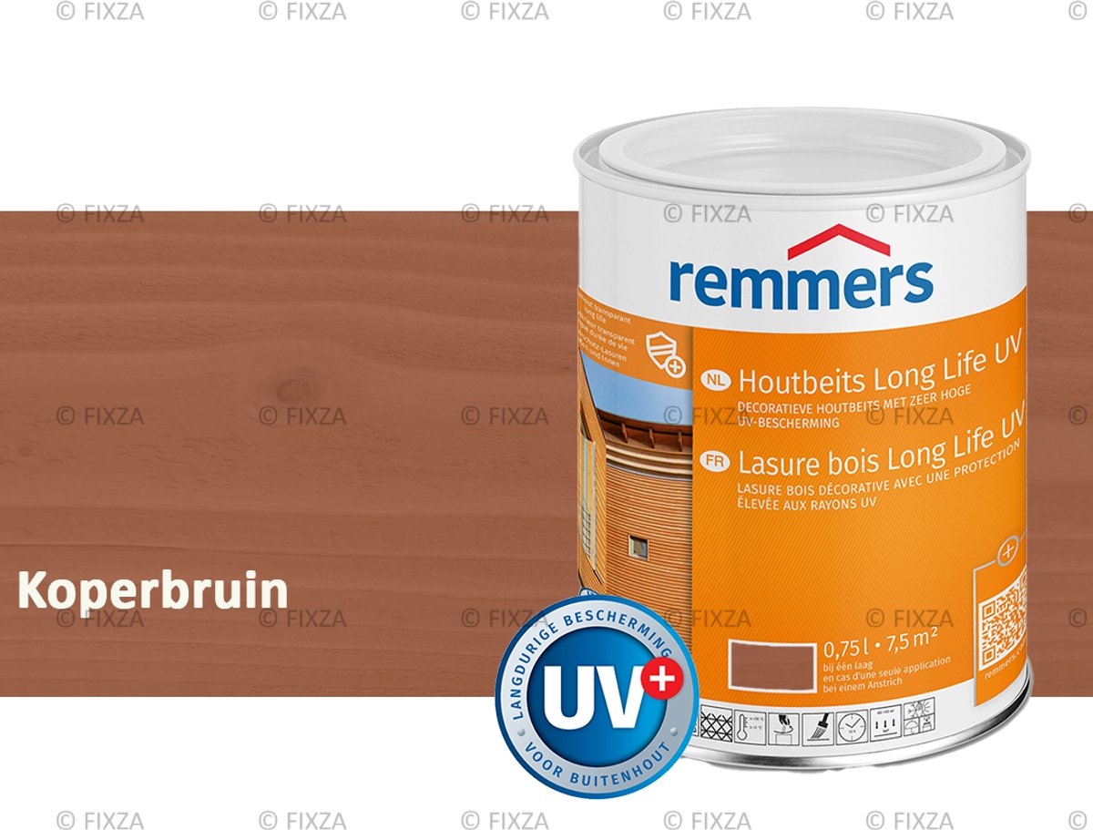 Remmers Long Life Houtbeits UV – koperbruin – 0,75 Liter – Duurzame houtbescherming met maximale UV-bescherming