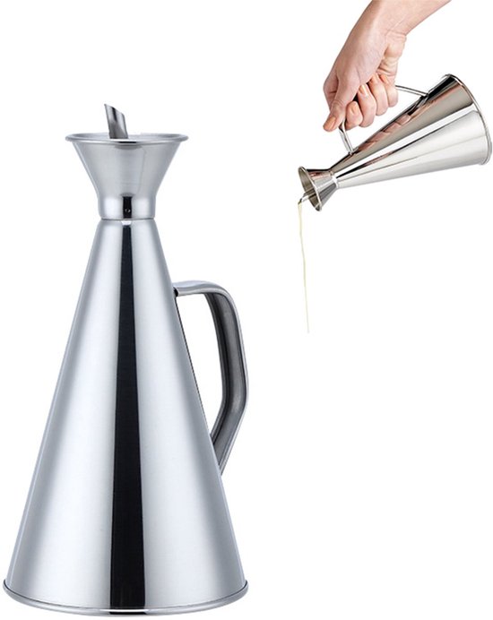 Molimoli Olijfoliedispenser Set Van 2 - Automatische Schenker Glazen Fles Zilver 500ml