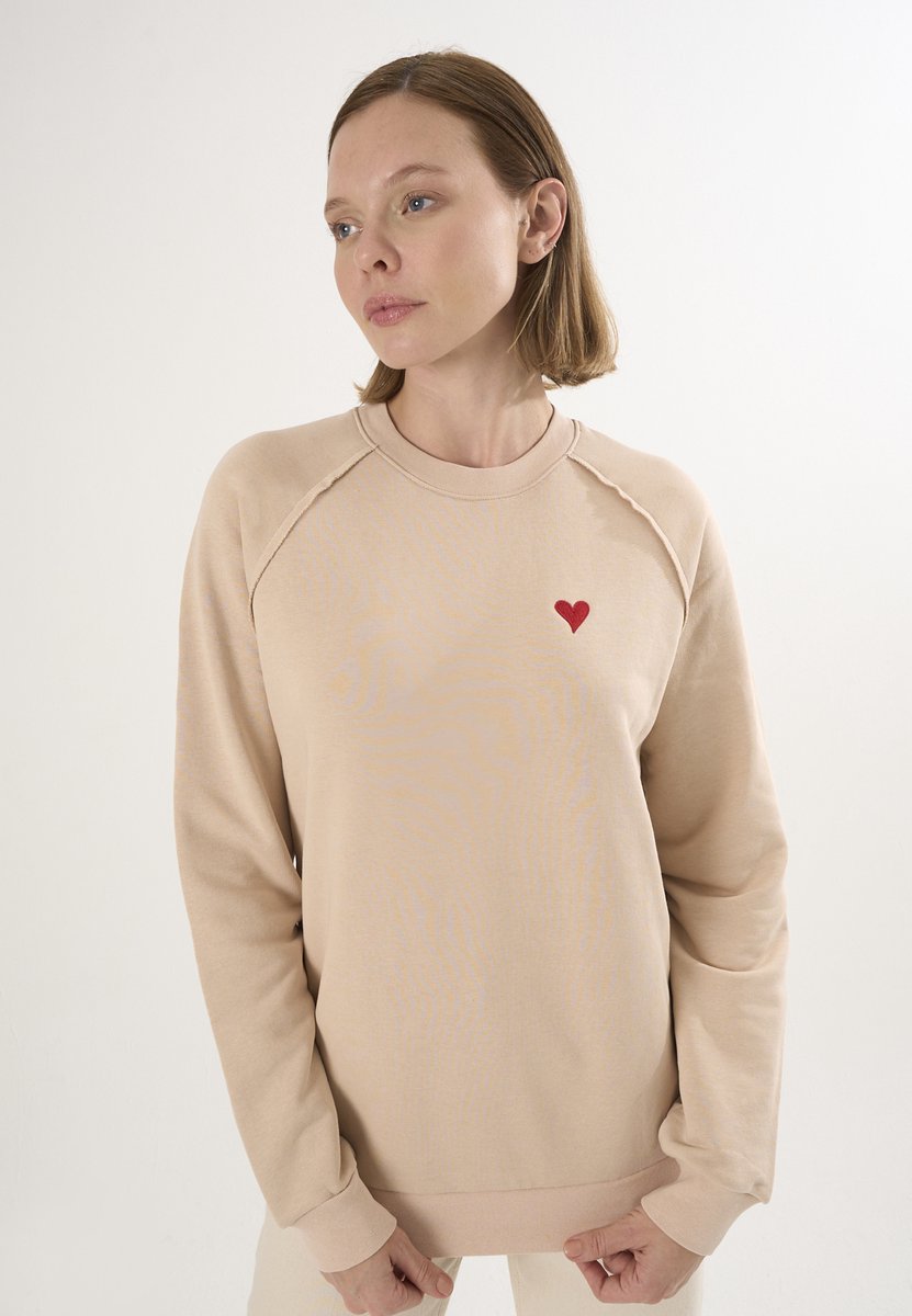 Felix Hardy Basic Sweatshirt Ronde Hals Katoen Dames Beige - M