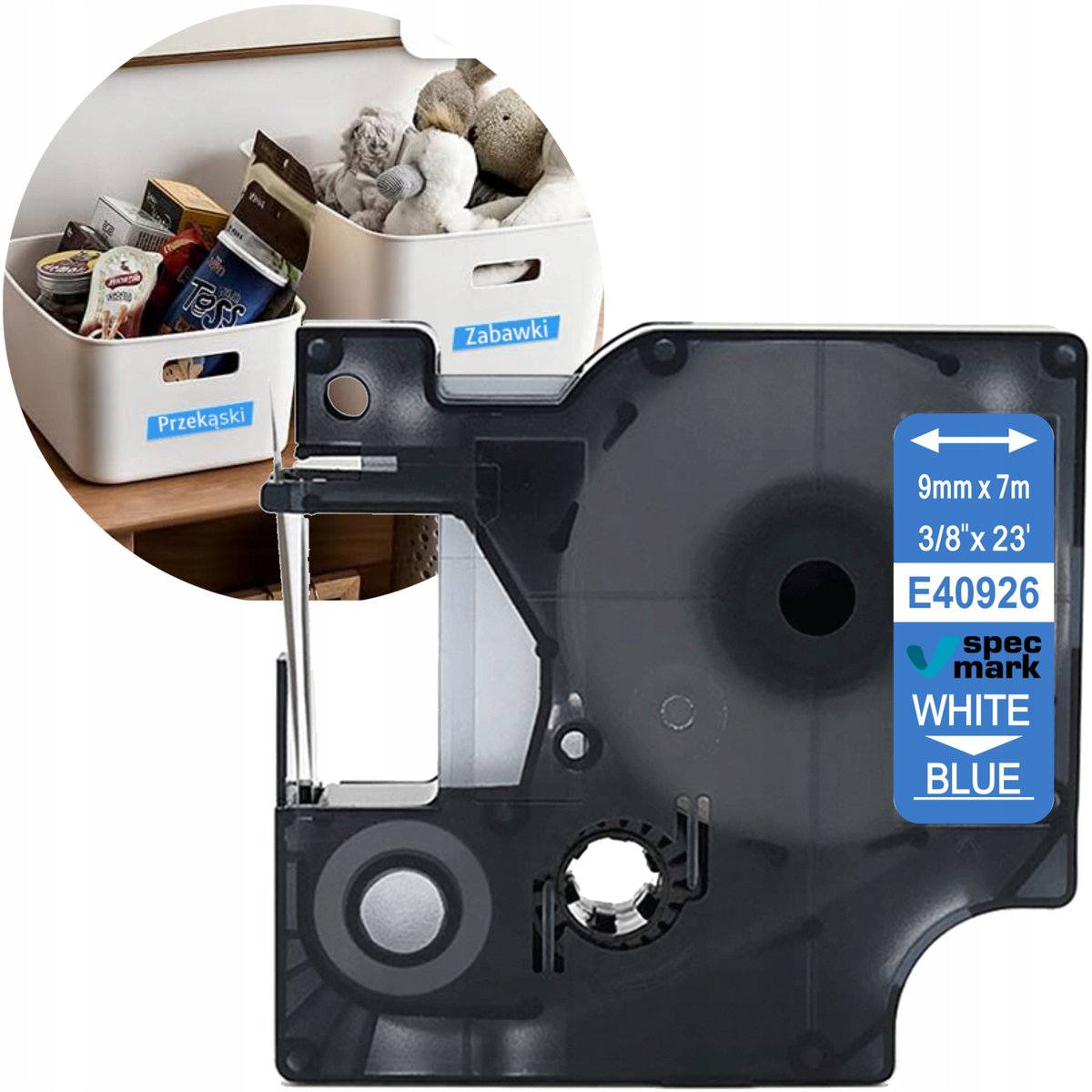 DYMO D1 tape 40926 9mm 7m Blauw Wit zelfklevend voor LM160
