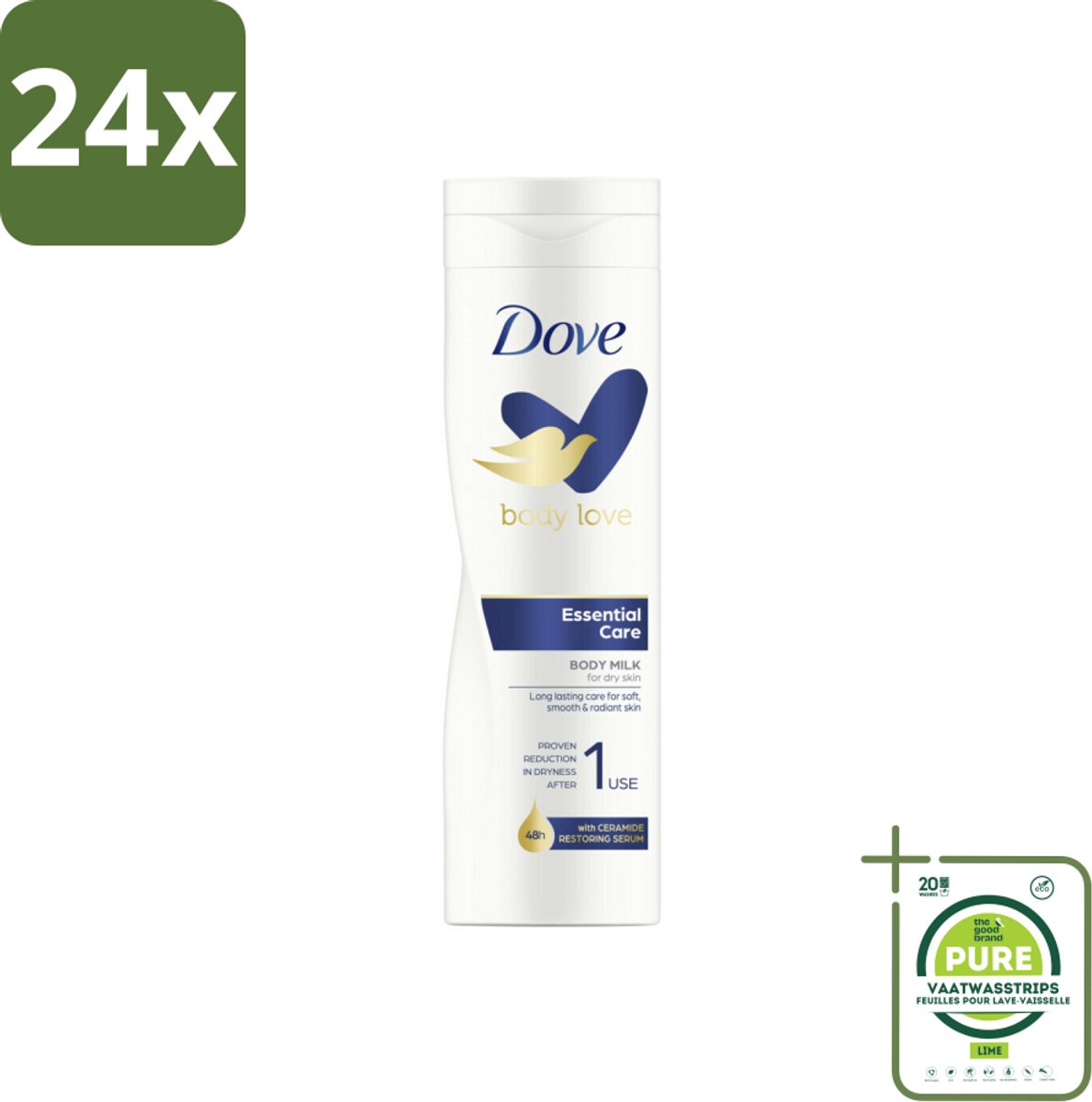 Dove Bodylotion Essential Care 250 ml - Voordeelverpakking - 24 stuks - Lichaamscrème - Dove