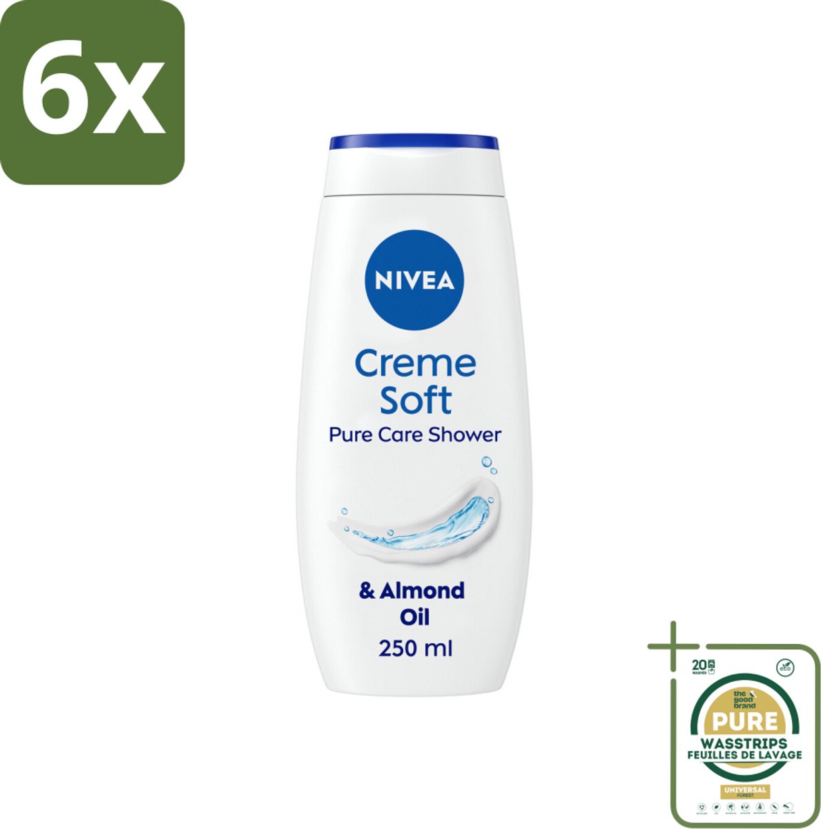 NIVEA Douchecrème Soft 250 ml - Voordeelverpakking - 6 stuks - NIVEA Douchecrème - Amandelolie