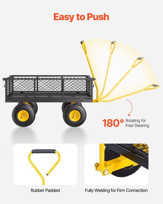 VEVOR Tuinkar Handkar Transportkar Gereedschapskar Handkar 965x560x535mm van Merkloos	 — afbeelding 4