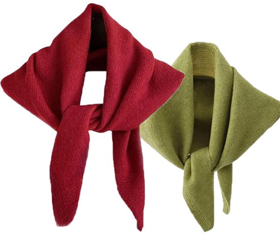 Lot De 5 Foulards En Polyester - Couleurs : Rose, Beige, Vert, Rouge, Bleu Ciel - Occasion Très Bon état