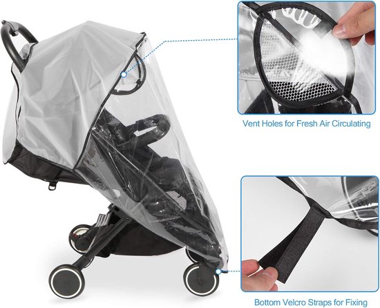 Universele regenhoes voor kinderwagens - winddicht, waterdicht, zonwerend, stofdicht, sneeuwdicht-transparant van Anukku — afbeelding 3