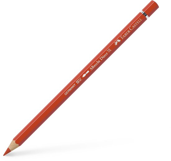 Faber-Castell Albrecht Dürer potlood, cadmiumrood fel, met zilveren uiteinde.