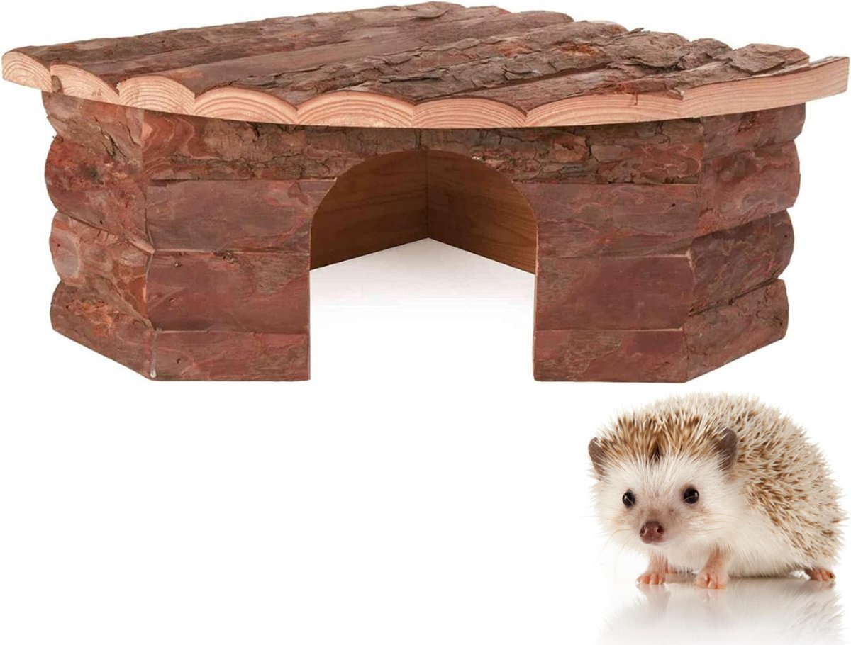 VIN® Egelhuis - Egelhuisje Hout – Cavia Huisje Met Afneembaar Dak – Bruin – 30 x 30 cm