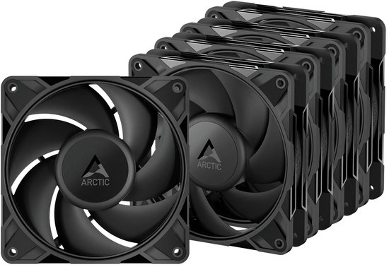 Arctic P12 Pro PST 5-pack - 5x 120mm - 77.1 cfm - 400-3000 rpm - PWM Fan incl. kabel splitter - 4-pins - FDEB - Zwart