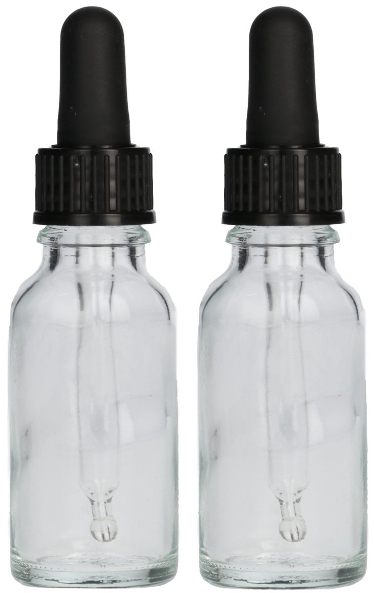2x Druppelflesje met Druppelaar 20 ml - Transparant - Pipetf