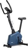 Een marineblauwe hometrainer met verstelbaar zadel en 'TREX' logo.