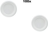 100x bordje 15cm wit - gebaks bord amuse tapas snack taart festival thema feest verjaardag wegwerp