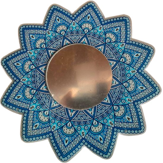 Diamond painting - 19 x 19 cm - Spiegel blauw - Mandala - Met kleur diamanten bling - Diamond painting volwassenen - Hobby - Knutselen - Vrije tijd - Puzzel