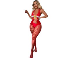 Nina's Giftshop Kerst Lingerie - Kerst Catsuit - Kerstoutfit - Kerst lingerie - Kerst Lingerie Erotisch - Lingerie Erotisch - Kerstcadeau - Erotische Lingerie voor Dames - Kerst - Cadeau voor Vrouwen Kerst Pakje - Verkleden - Rollenspel - One Size