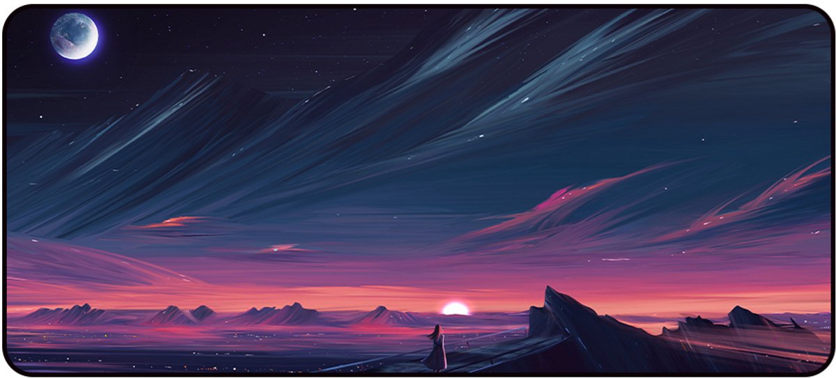 Gaming Muismat XXL - Night Sky - Polyester & Rubber - Antislip - 900x400mm