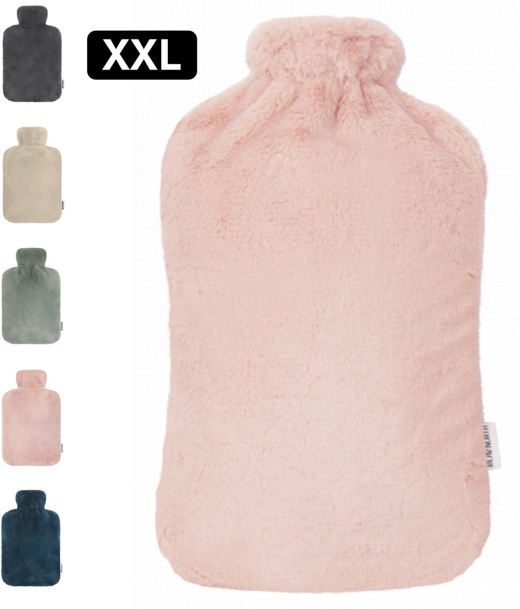 Ølav North - XXL Kruik met Nordic Fur hoes - Incl geschenkverpakking - Tot 8 uur warmte - Heerlijk zacht - Warmwaterkruik - 3.4 liter – Frosted Rosé - Cadeau voor haar, vrouw, vriendin